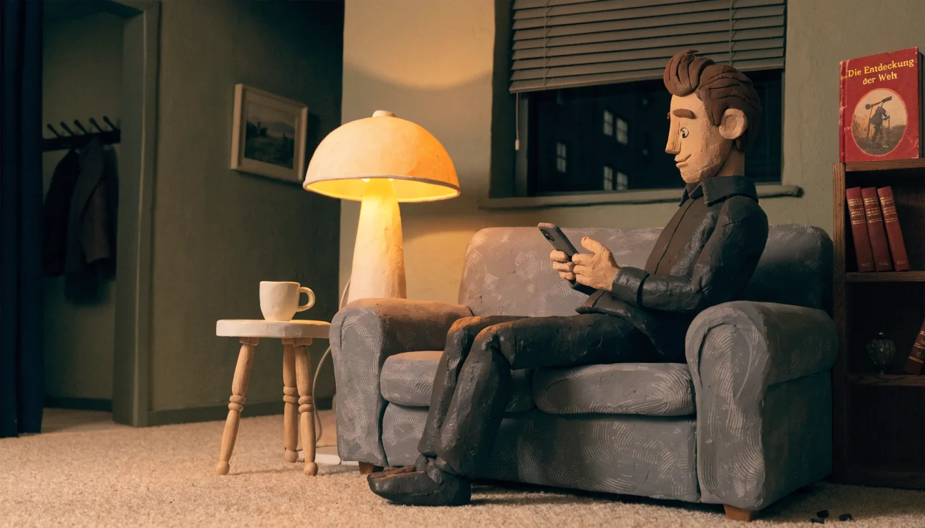 Mann abends auf dem Sofa mit Smartphone beim Online-Casino-Spiel in einer deutschen Wohnung.