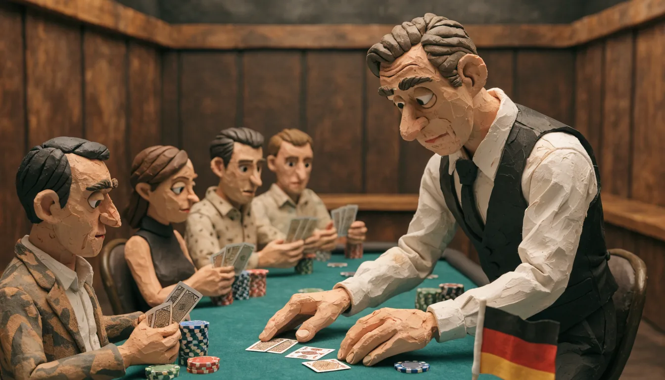 Live-Blackjack-Tisch mit deutschem Dealer und Spielern im Casino-Studio